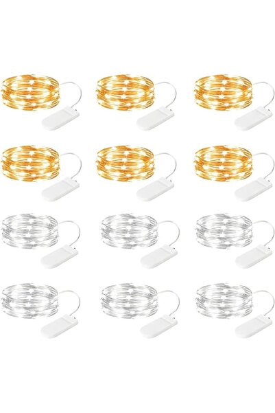 Brightown 12 Packs of 7-Foot Silver Waterproof Battery-Operated Star Pattern ...