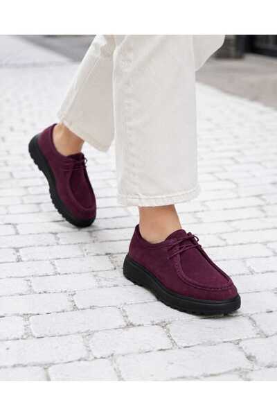 Oneka Shoes Kadın Günlük Bağcıklı Mor süet 190826SMS1815