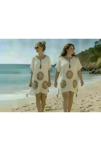 ELİTE NOVA SHOPPİNG Cotton Bohemian Patterned Muslin Cotton Pareo Beach Dress...