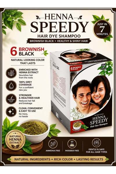 Henna Speedy Hair Dye Shampoo Brownish Black 12 X 30ml