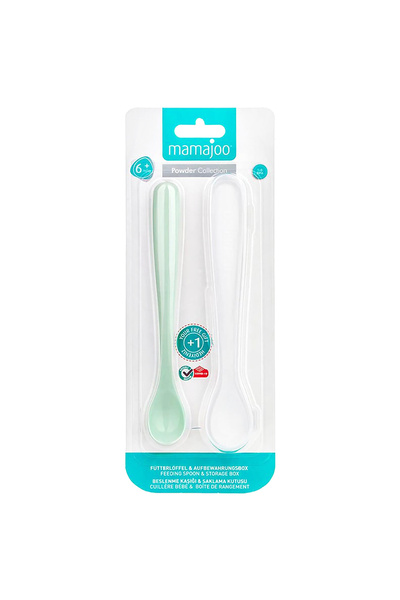2'li Bebek Kaşığı Saklama Kutulu Powder Green