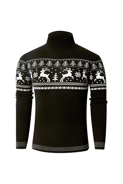 OtherMax Pulover Negru Elegant pentru Bărbați, Crăciun, Iarnă, Tricotat, Cald...