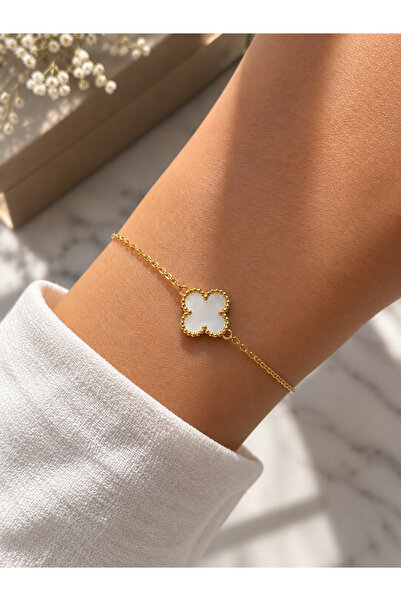 ATALYA ACCESSORY White Clover Women's Steel Bracelet