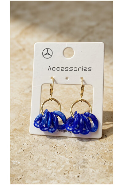 Accessories أقراط بتصميم اللون الأزرق |   أقراط نسائية مرصعة بالخرز الشفاف با...