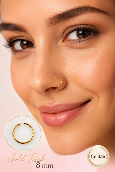 moonzy - minimalist & cozy 316L Çelik 8 mm Halka Burun Hızması Gold Gümüş Uzu...