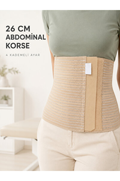 FTA TİCARET Abdominal Postpartum Corset 26 cm Wide, 4-Level Adjustable with V...