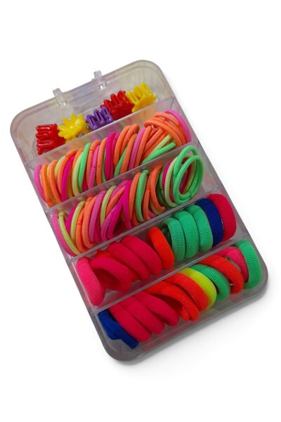 BurcHair Colorful Mini Size Elastic - Towel and Clothespin Buckle Set (100 Pi...
