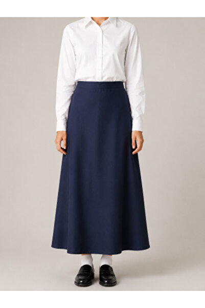 Rukn Ahlam Plain Navy Blue Half-Clouche Skirt