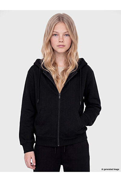 LC Waikiki Hooded girl's zippered sweatshirt