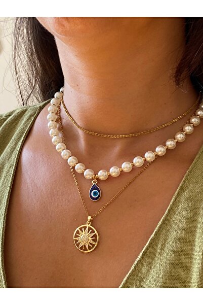 Petek Collection Pearl and Steel 2-Piece Necklace Combination