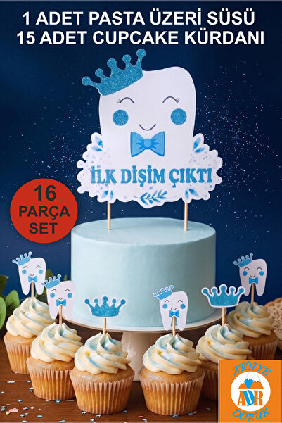 Atölye Doruk My Tooth Came Out Cake Set Baby Boy Cake Toothpick-My Tooth Whea...
