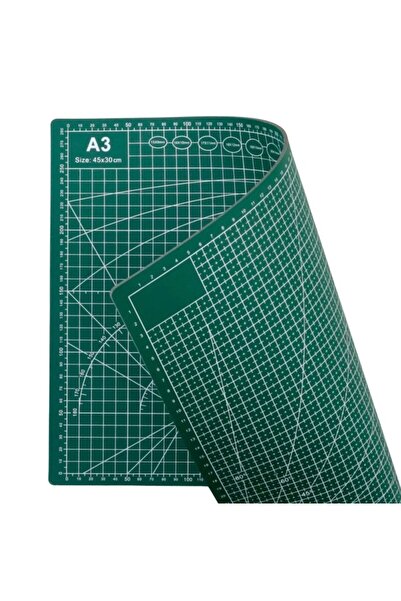 EmAyCenter A3 Çift Taraflı Kendinden İyileşen Kesim Matı 45x30 cm Hobi ve Maket Kesme Tablası Yeşil