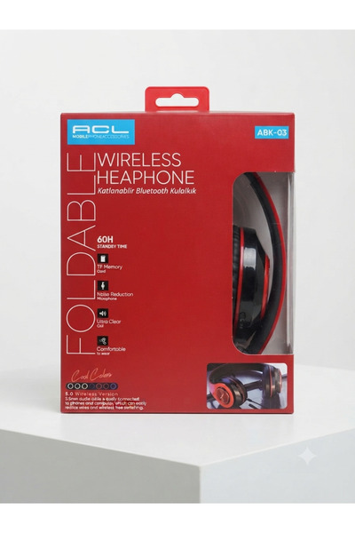 ACL Aura Akse Katlanabilir Kablosuz Bluetooth Kulaklık - Siyah/Kırmızı, Gürül...
