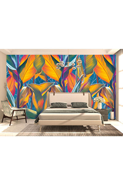 VIODESIGN Fototapet abstract ,autoadeziv, Frunze Portocalii, multicolor,120x2...