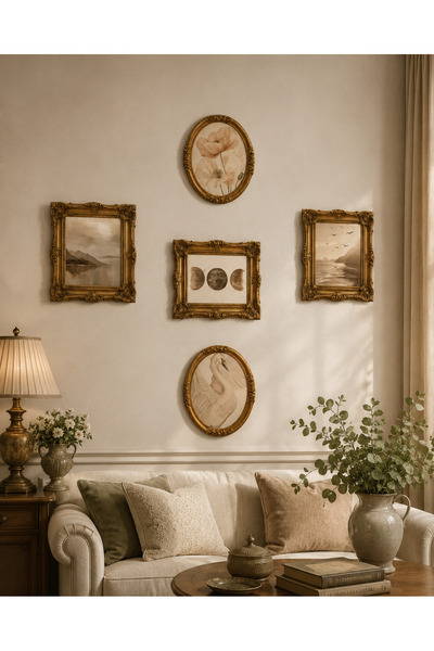 TREND Vintage Klasik Duvar Tablosu – Barok Çerçeveli Dekoratif Tablo Seti”