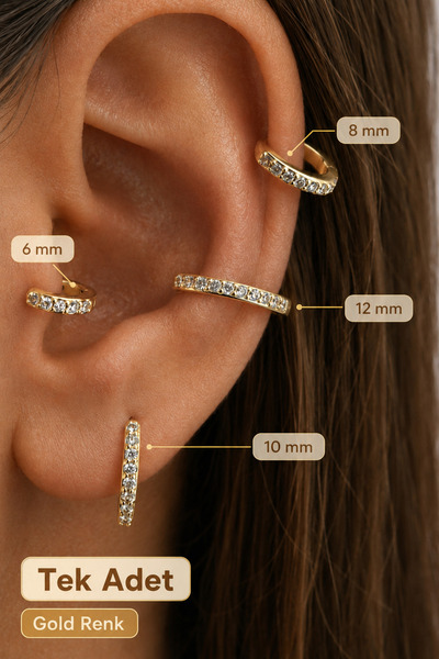 moonzy - minimalist & cozy Zirkon Taşlı Halka Piercing Tek Adet 6-8-10-12 mm ...