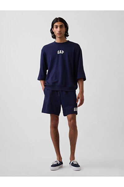 GAP Erkek Lacivert Relaxed Logo Fransız Havlu Kumaş Şort