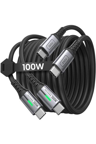 iniuniu كابل INIU نوع C بطول 2 متر، عبوة من قطعتين، كابل شحن سريع USB C بقوة ...