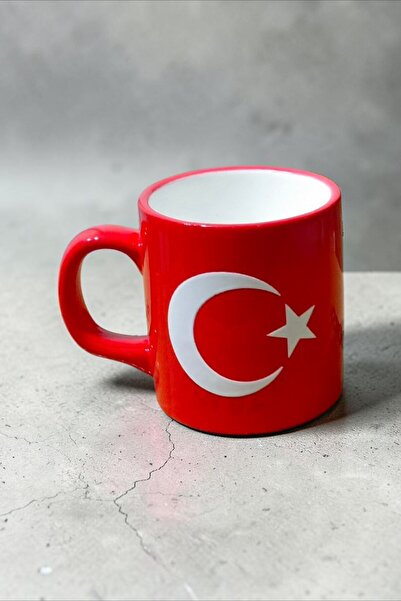Gzl55 Türk bayraklı kırmızı kupa bardak