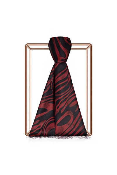 ipekevi Ocean Breeze Patterned Silk Shawl 09204-Burgundy