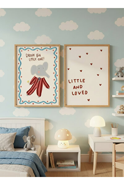 Peppy Rooms Çerçeveli Çocuk Odası 2’li Dekoratif Tablo Seti | Fil Temalı Bebe...