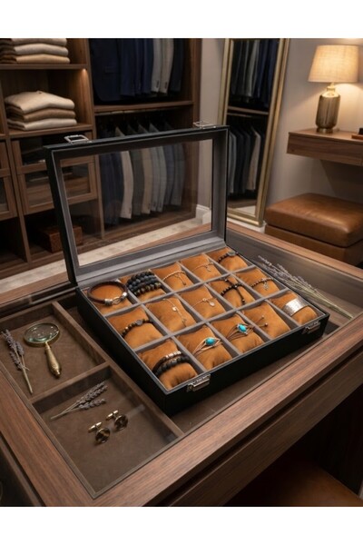 alpinkutu 15-Piece Faux Leather Velvet Interior Structured Watch Organizer