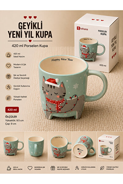 THIRTEEN SELECT Kabartmalı Kış Sevgisi Porselen Kupa 420 Ml