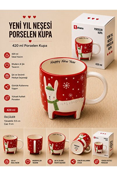 THIRTEEN SELECT Kabartmalı Kış Sevgisi Porselen Kupa 420 Ml