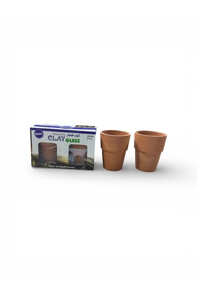 DOUS ASL Premium Clay Pottery Mug, 280ml, 2 Pieces, Reusable, 36 Carton Cups