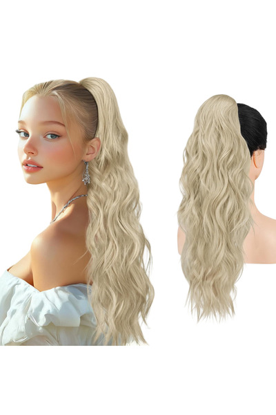 OtherMax Păr Sintetic Extensii Coadă de Cal Șnur Sintetic Ondulat Blond 66 cm...