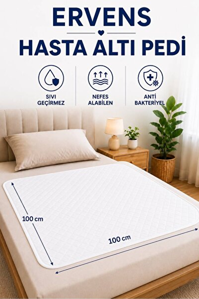 Yıkanabilir 100x100 cm Hasta Bakım Alt Pedi Sıvı Geçirmez Kapitoneli Yüksek Emicili Defalarca Kulanılabilen Ped Beyaz