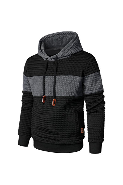 OtherMax Hanorac pentru Bărbați, Waffle, Regular Fit, Sport, Casual, Negru, X...
