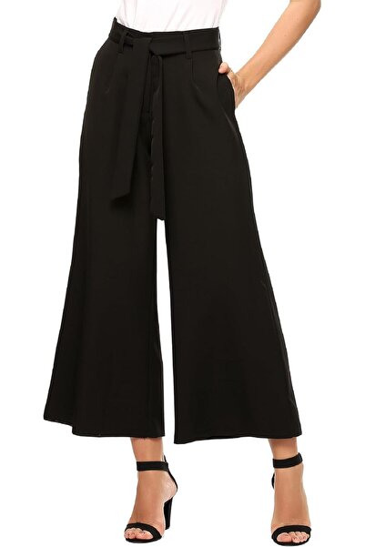 OtherMax Pantaloni Dama Largi Talie Inalta cu Centura Palazzo Eleganti Negri ...