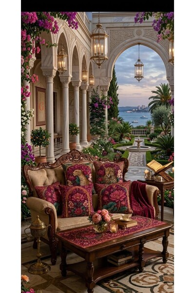 Home طقم غطاء وسادة فاخر من المخمل طراز ساريبيس باروود - 4 قطع وغطاء طاولة (ر...