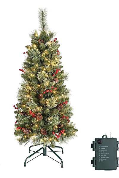 OtherMax Brad de Crăciun Artificial LED Iluminat Subțire Des 120cm Verde — br...