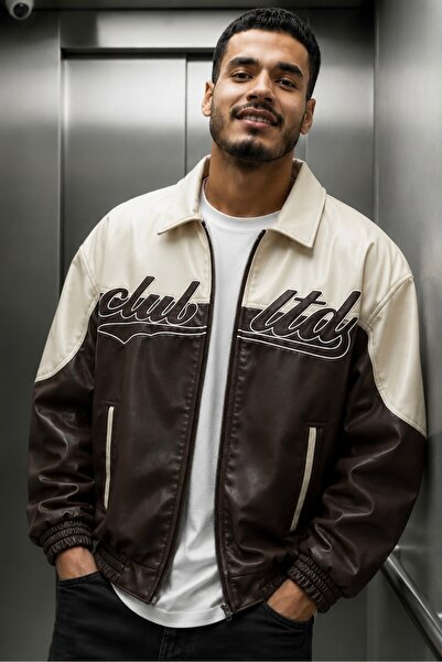 gm giyimarket New Season Men's Quilted Oversize Bomber Leather Jacket