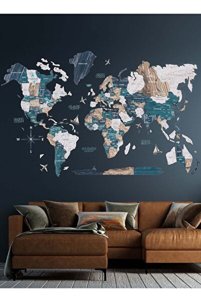 Enjoy The Wood Wooden World Map Wall Decor Travel Wall Art Home Decoration UA...