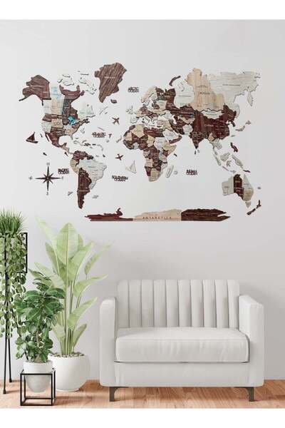 Enjoy The Wood Wooden World Map Wall Decor Travel Wall Art Home Decoration UA...