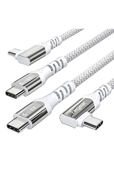 GENERAL فاسجير كيبل USB C الى USB C بطول 6 قدم، عبوة من قطعتين بزاوية قائمة 1...