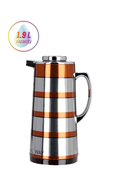 ROYALFORD RF9590 1.9L Double Wall Golden Figured Vacuum Flask - Portable Heat...