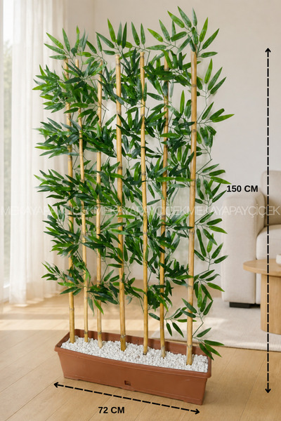 Meka Yapay Çiçek Yapay Yapraklı Bambu Seperatör 150 Cm 7 Dal Villa Saksı