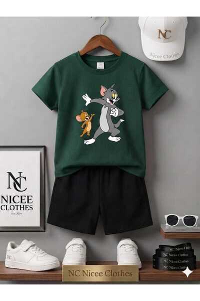 Leto Lykia Summer Children's T-Shirt Shorts Unisex (Tom and Jery Dance Printed)