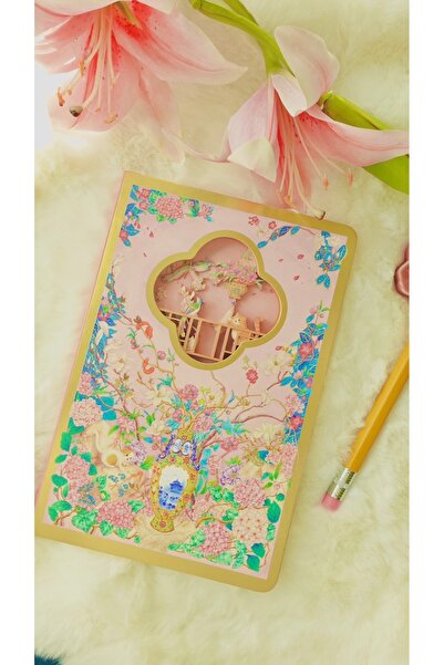 Nova Crafts Diorama Katmanlı Defter Tatlı Kedi ve Kuşlu Pembe Temalı Kareli D...