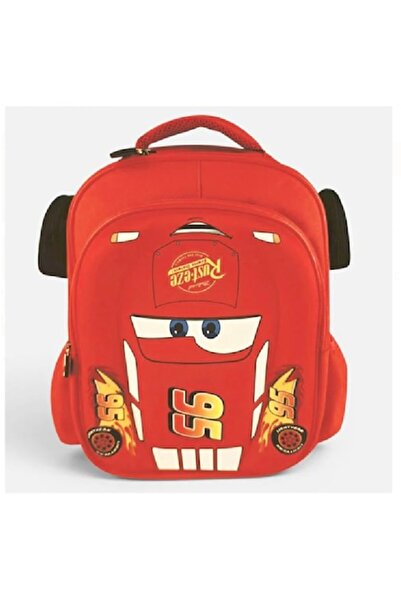 IRO Rucsac de grădiniță roșu cu mașină 3D și roți 27x14x36cm 14 L