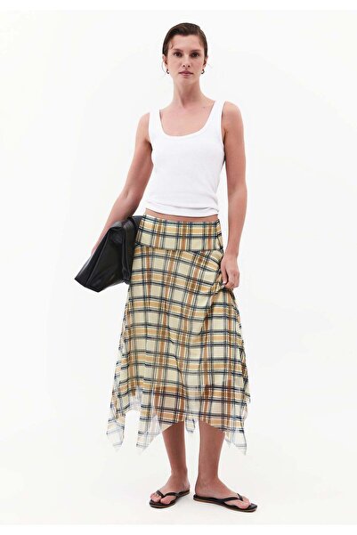 OXXO تنورة ميدي غير متماثلة - PLAID COMB