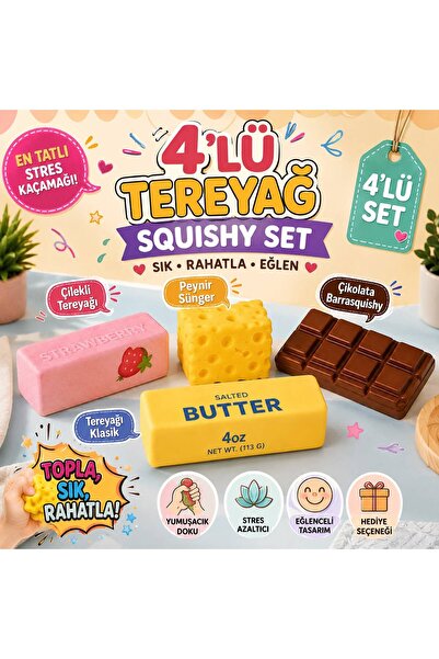Mizan Ticaret Butter Yeni Seri Sukuşi Klasik,Çilek,Peynir,Çikolata Butter Stres Oyuncağı Tereyağı