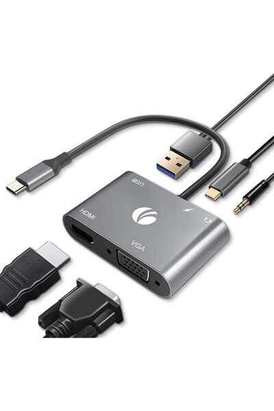 GENERAL محولSB C الى HDMI VGAمن في كوم،موزعUSB Cمع منفذ 4K 60HZ HDMIبشحن بتقن...
