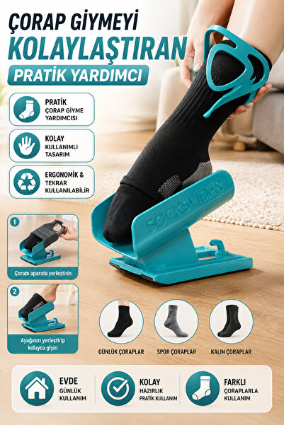 Hane Dostu Çorap Giyme Aparatı Pratik Çorap Giydirme Yardımcısı Ergonomik Kol...