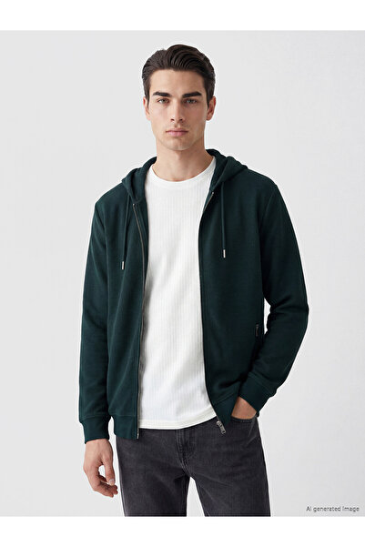 LC Waikiki Özmarka New Season Hooded Men's Zippered Sweatshirt