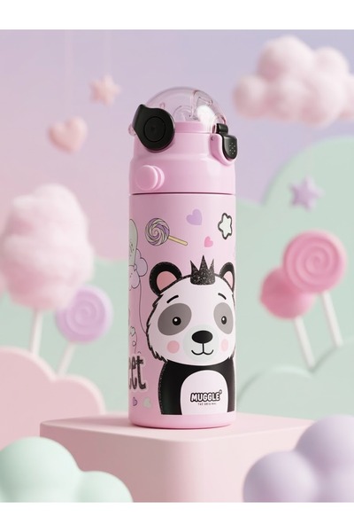 Alvadonna Panda Desenli Paslanmaz Çelik Matara-Suluk 550 ml